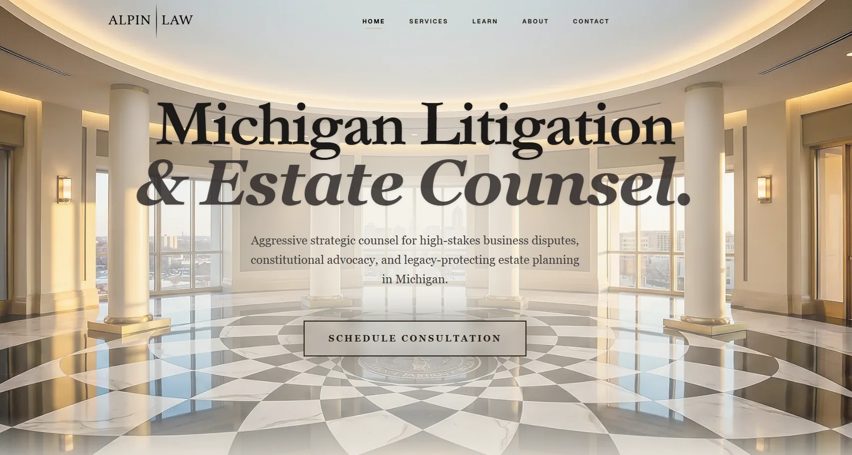 A dark-mode legal dashboard featuring highly legible serif typography - View 1